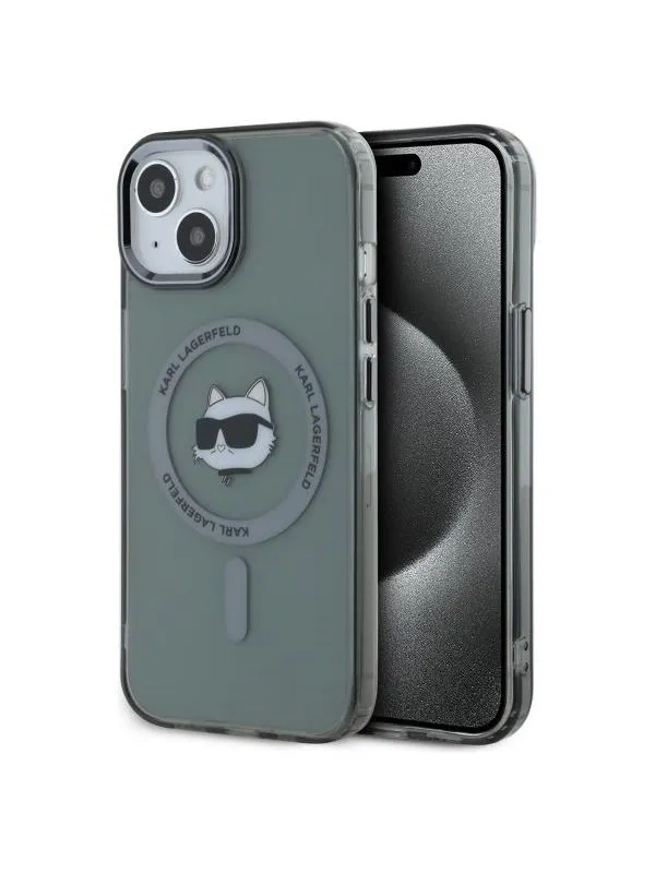 Karl Lagerfeld KLHMP15SHLSCHK iPhone 15 6.1" black/black hardcase IML Metal Choupette Head MagSafe