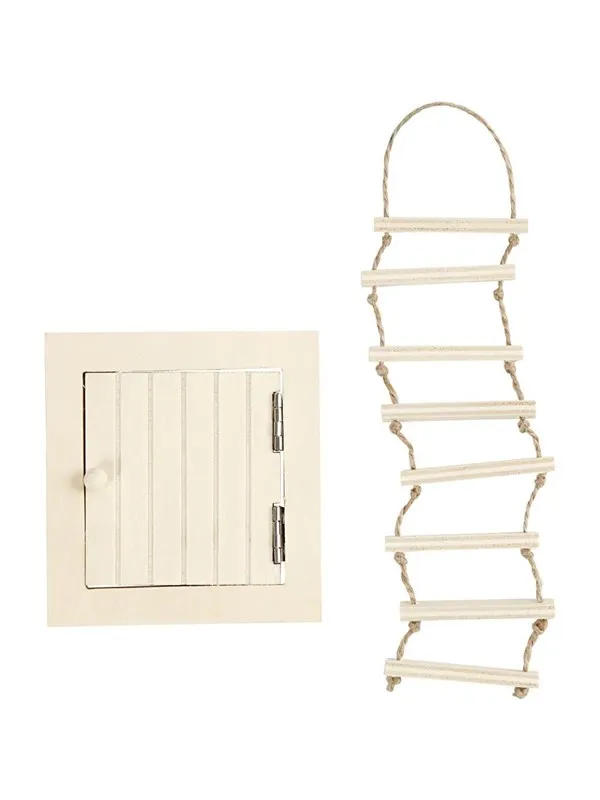 Creativ Company Mini Wooden Attic Hatch and Rope Ladder