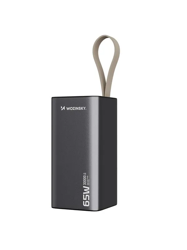 Wozinsky Powerbank K65+ 65 W 2 x USB-C 1 x USB-A - Grey - 30000 mAh