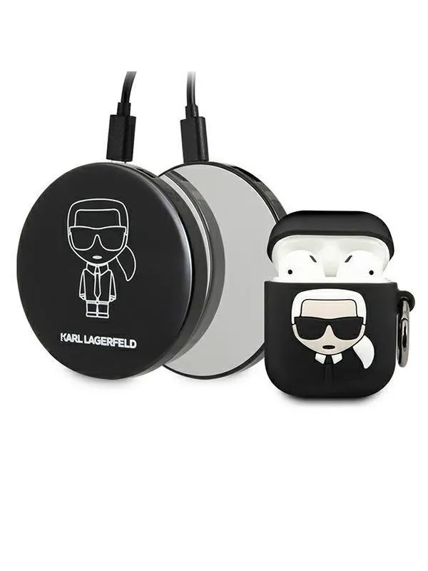 Karl Lagerfeld Ikonik Case for AirPods + Powerbank - Black - 2000 mAh