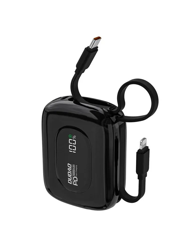 Dudao K32 Powerbank 22.5W 10000 mAh with Built-in USB-C/ Lightning Cable - Black - 10000 mAh