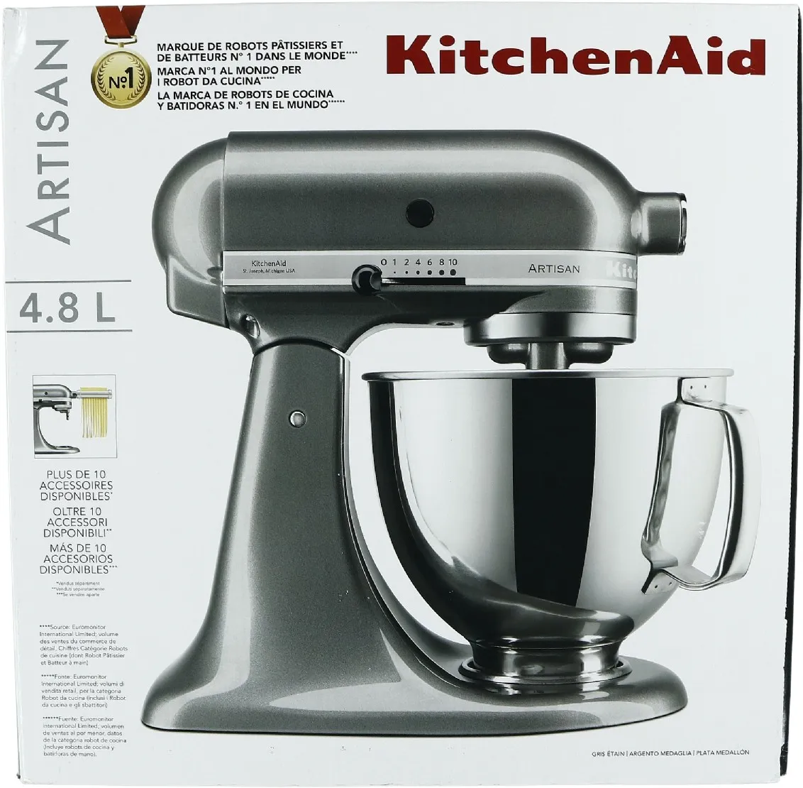 KitchenAid Kjøkkenmaskin 5KSM175PSEMS Artisan 4.8L - Medallion Silver