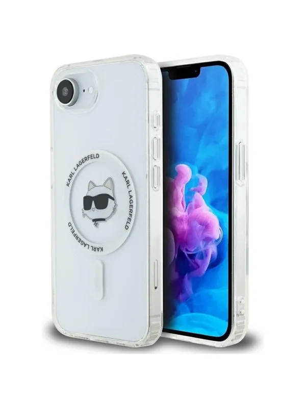 Karl Lagerfeld IML Metal Choupette Head MagSafe iPhone 16e Case - White