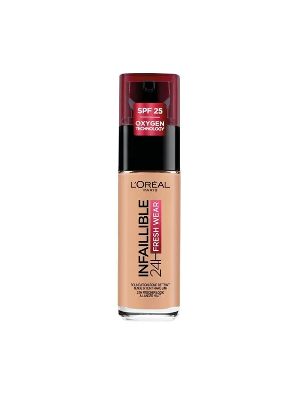 L'Oréal Paris Infaillible 24h Fresh Wear, All-Day Wear, Liquid Foundation, 235, Honey, SPF 25, 30 ml
