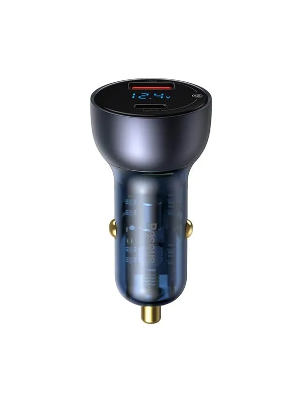 Baseus Dual Quick Charger Car Charger  Particular Digital Display QC+PPS 65W (grey)
