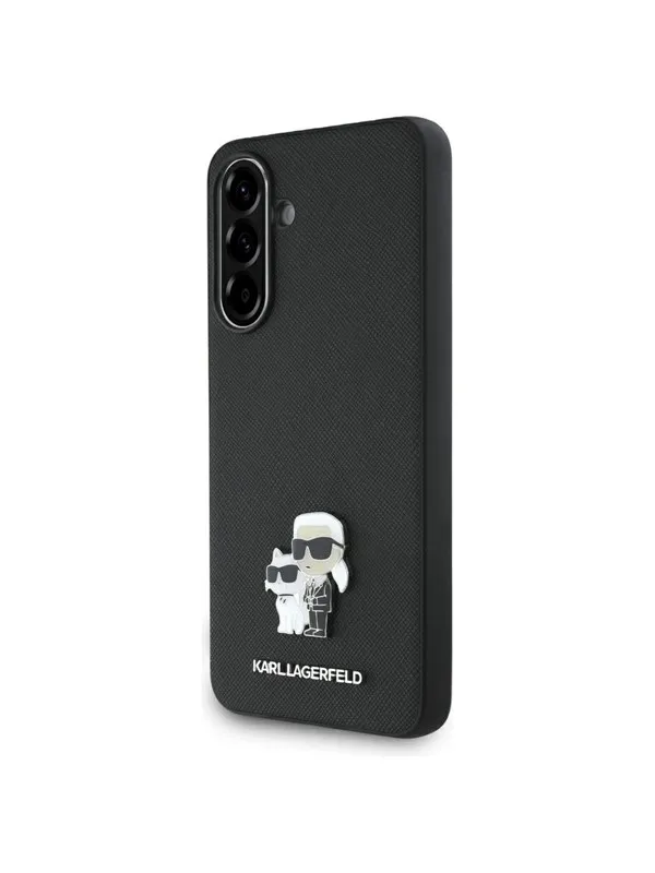 Karl Lagerfeld Saffiano Case w/ K&C Metal Logo for Samsung Galaxy A36 - Black