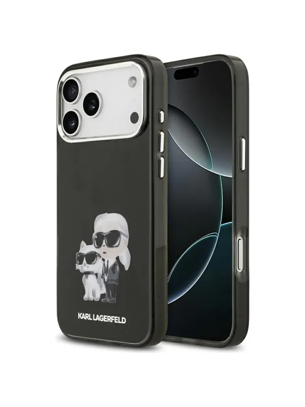 Karl Lagerfeld IML Aquarelle Karl & Choupette & Logo MagSafe Case for iPhone 17 Pro - Black