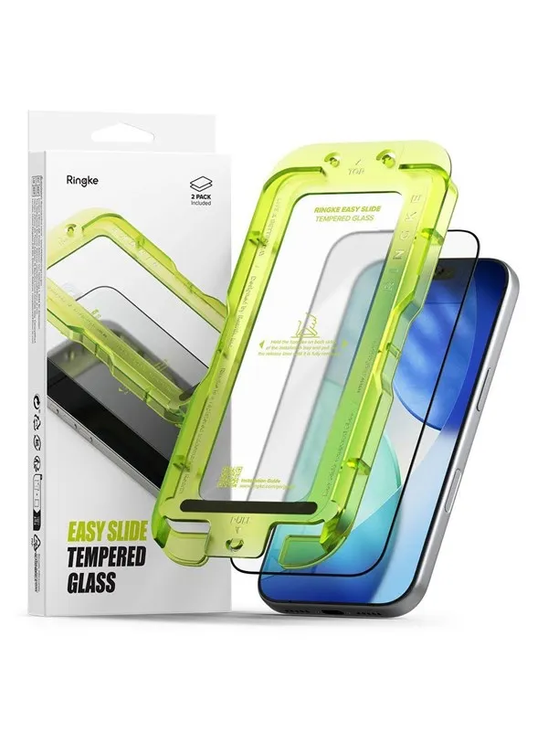 Ringke Easy Slide 2-pack Tempered Glass for iPhone 17 Pro - Black