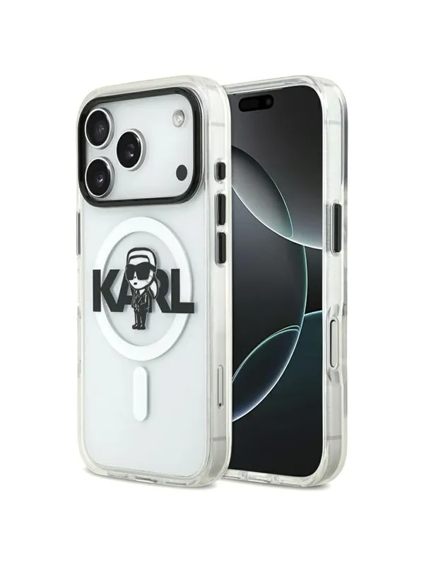 Karl Lagerfeld IML Karl Sketch Logo MagSafe Case for iPhone 17 Pro - Transparent