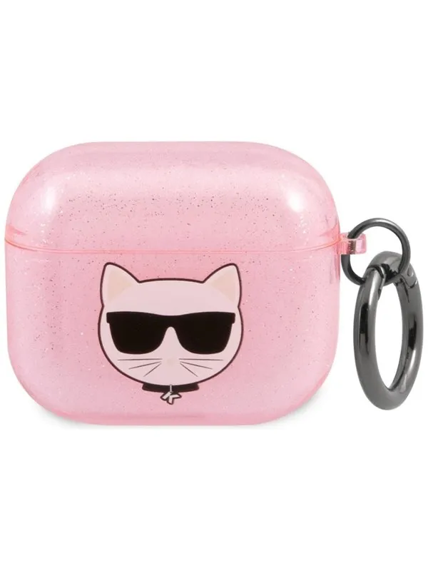 Karl Lagerfeld AirPods 3 Deksel Embossed Choupette Glitter Rosa