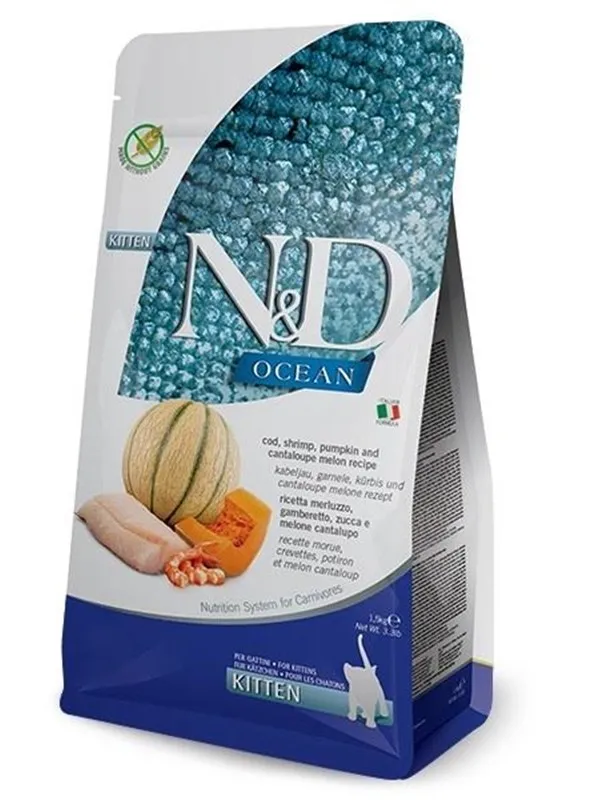 Farmina N&D Ocean Cat Cod Shrimp Pumpkin and Cantaloupe Melon Kitten - dry cat food - 1.5 kg