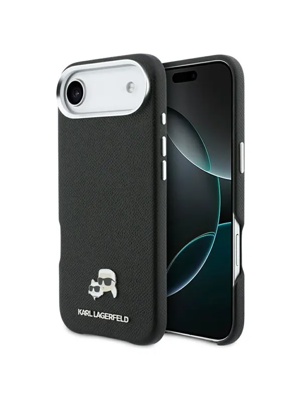 Karl Lagerfeld Karl & Choupette Head Pins Saffiano MagSafe Case for iPhone Air - Black