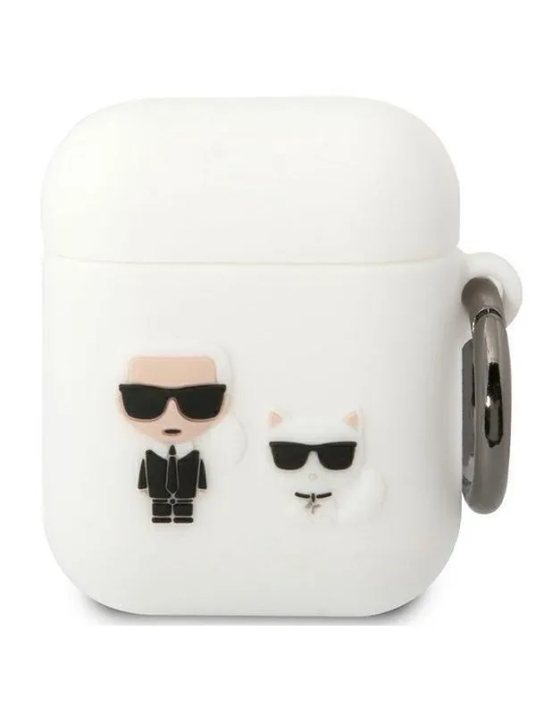 Karl Lagerfeld AirPods 1/2 Deksel 3D Logo Hvit