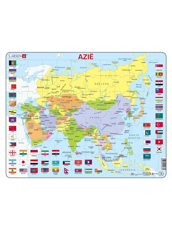 Selecta Play Larsen Puzzle Map Asia with Flags 70 pcs. Gulv