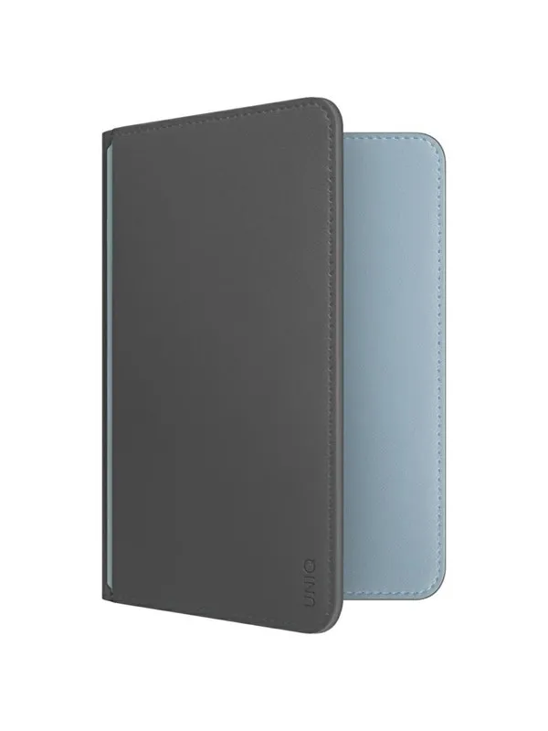 UNIQ Belmont Passport Case with Apple Find My RFID Lock Gray Blue