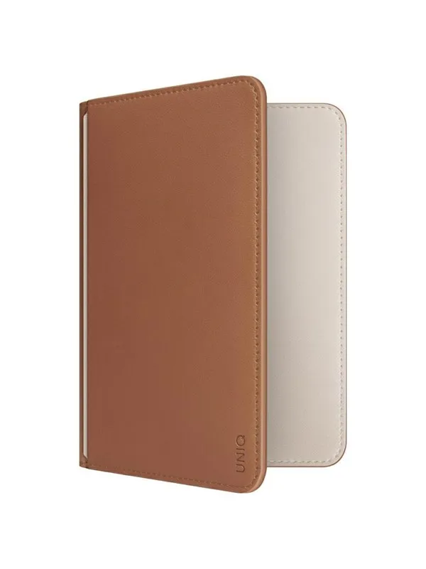 UNIQ Belmont Passport Case with Apple Find My RFID Lock Caramel Beige