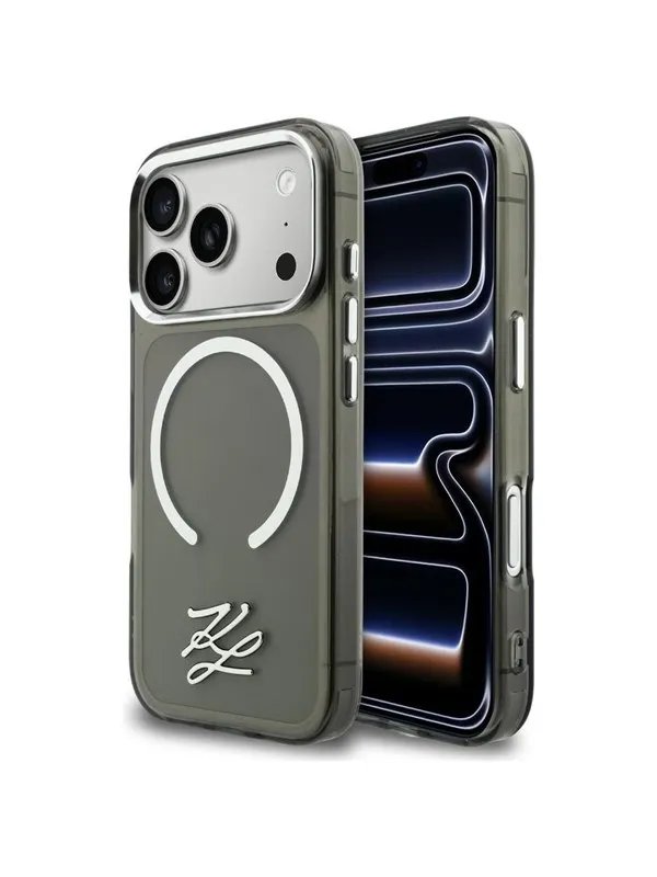 Karl Lagerfeld IML KL Script Logo MagSafe Case for iPhone 17 Pro Max - Black