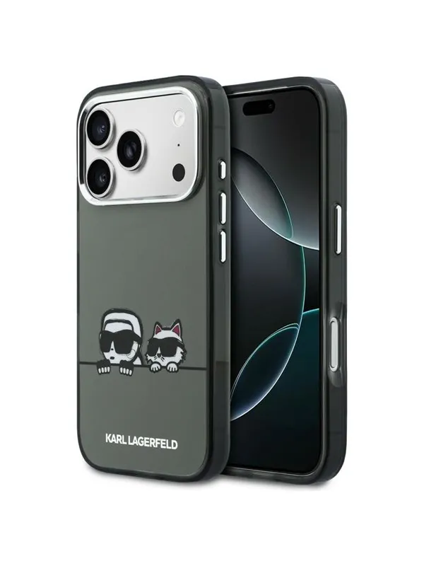 Karl Lagerfeld IML Karl & Choupette Peekaboo Logo MagSafe Case for iPhone 17 Pro - Black