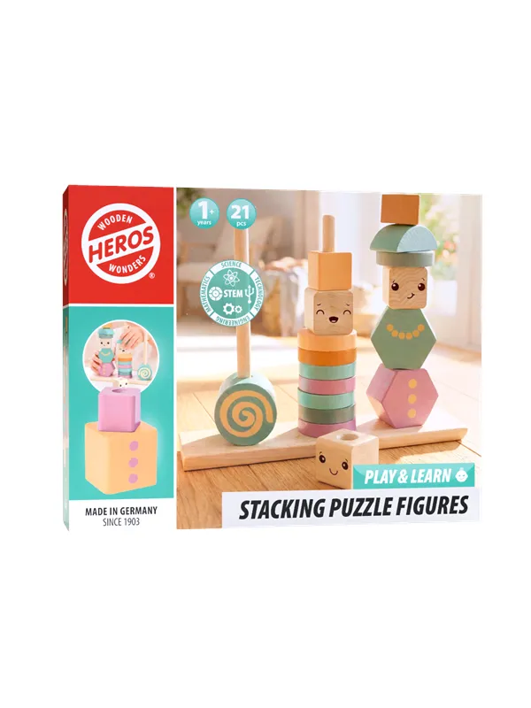 Heros FSC® Play & Learn - Stablingsfigurer i tre (myke nøytrale/pastellfarger)