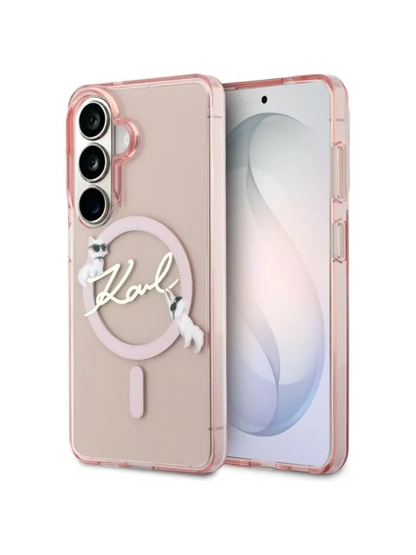 Karl Lagerfeld IML KC Script MagSafe Case for Samsung Galaxy S26 - Pink