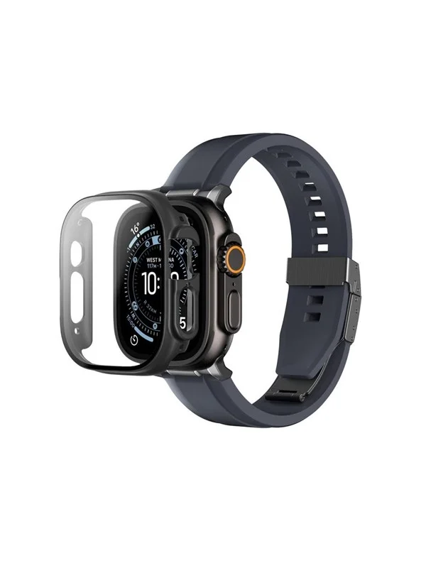 AmazingThing Radix Glass Screen Protector with Case for Apple Watch UItra 3 49mm - Black