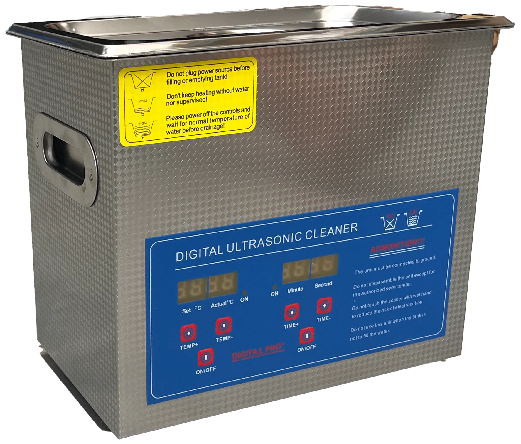 Ultralydsrenser 40kHz 120W, kar 24×13,5×10cm, 3ltr