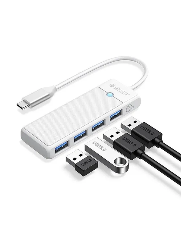 ORICO PAPW4A-C3 USB Hub 4-port 4x USB-A 3.0 0.5 m - white USB-hub - USB 3.0 - 4 porter - Hvit