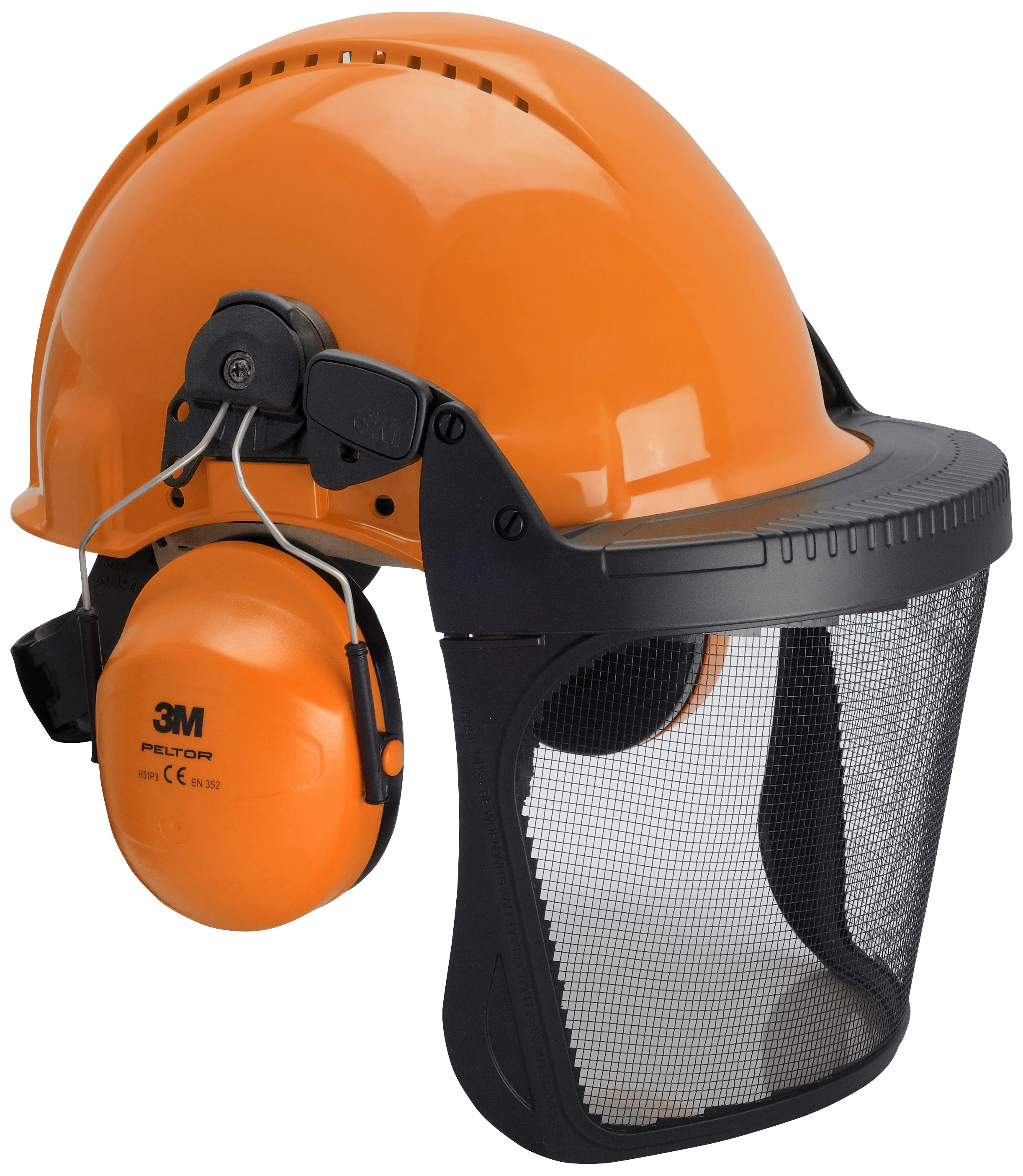 Skoghjelm G3000 orange med hørselvern H31+nettvisir 5C