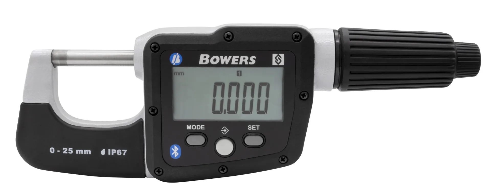 BOWERS IP67 Digital Mikrometer 25-50x0,001 mm med roterende spindel og Bluetooth IOT