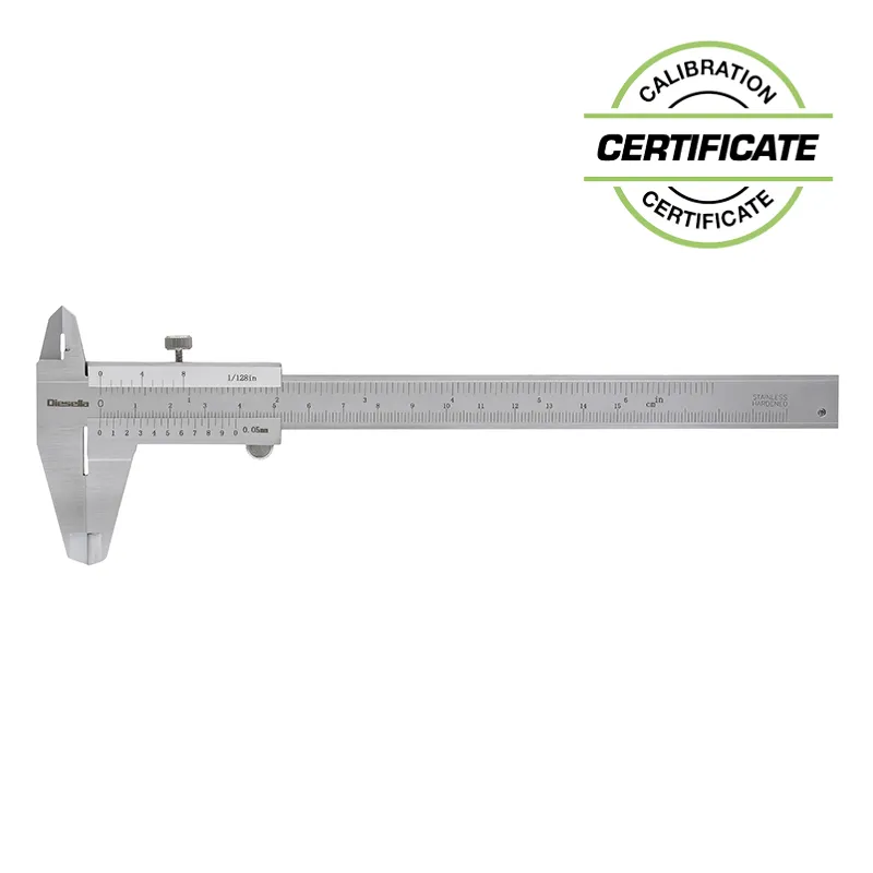 Skydelære med låseskrue 0-150 x 0,05 mm med kæbelængde 40 mm (Inkl. Certifikat)