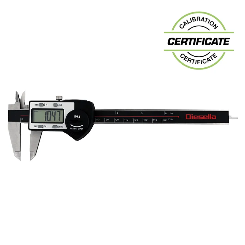 IP54 Digital skyvelær 0-150 x 0,01 mm DIN 862 med 40 mm kjever og ABS-funksjon (Inkl. sertifikat)