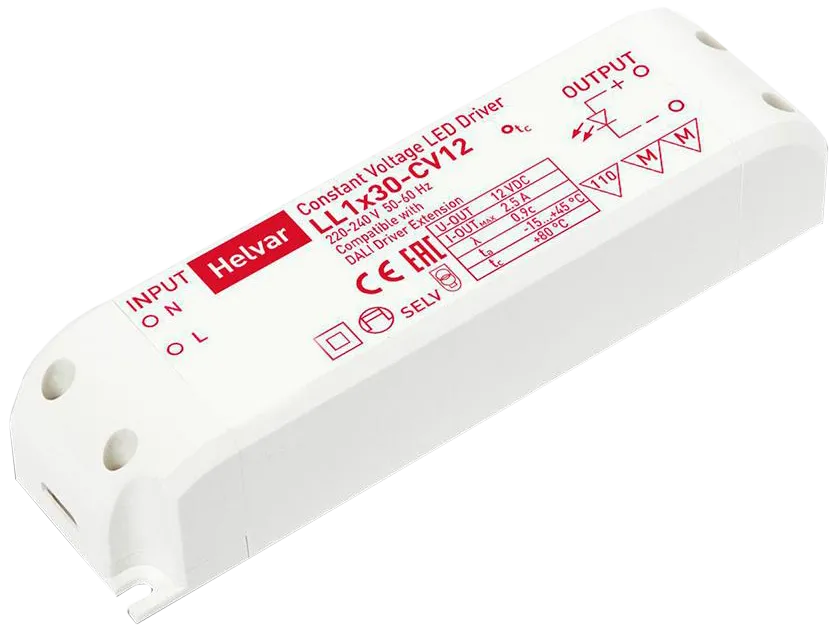 WrkPro strømforsyning 230V AC/12V DC 30W til maskinlys