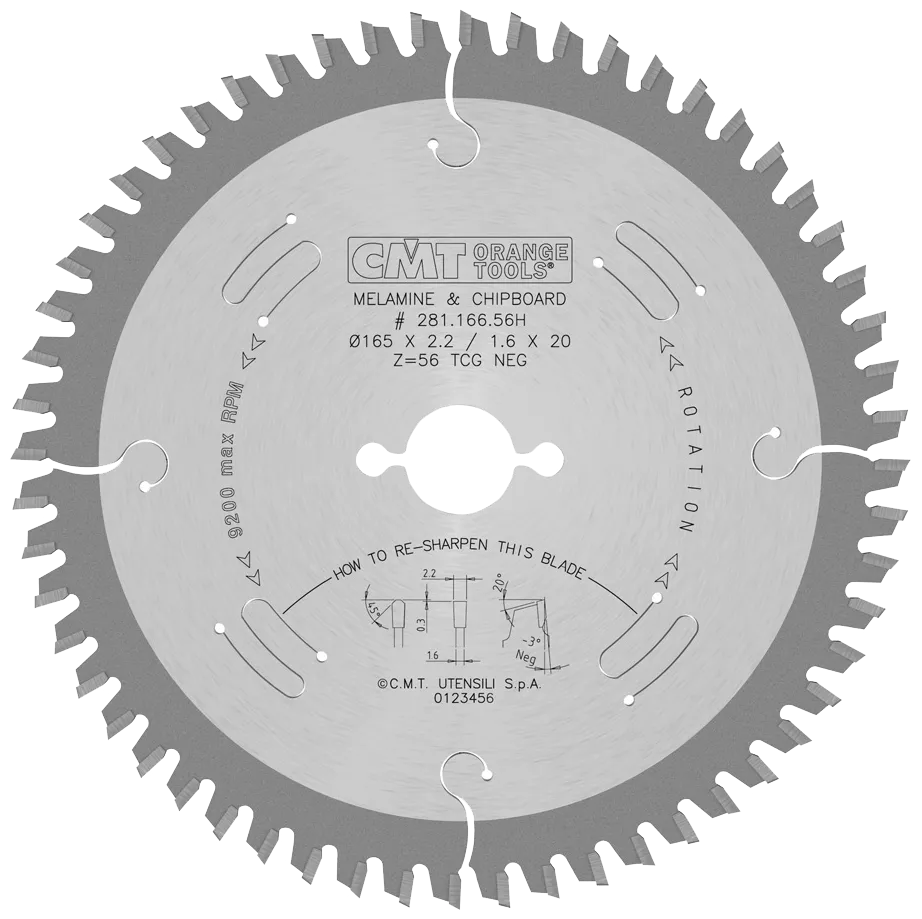 Blad 165x2,2x20 Z56 TF Neg
