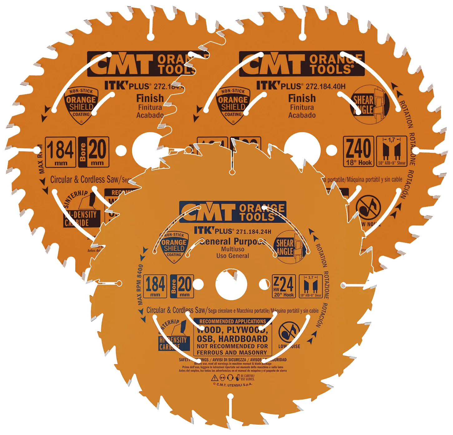 CMT sirkelsagbladsett 184×20 Z24-40-40 W, 3stk