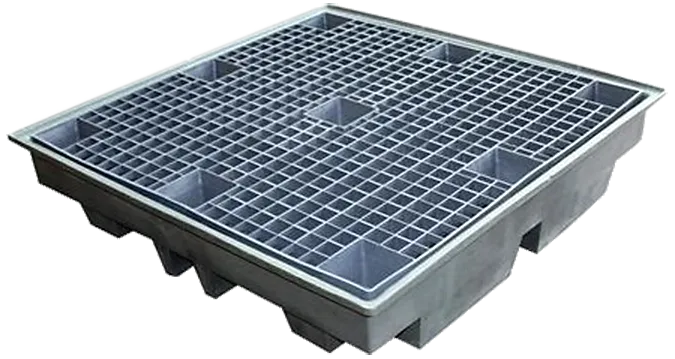 Romold oppsamlingskar lavt for 4 fat, 128×128×27,5 cm