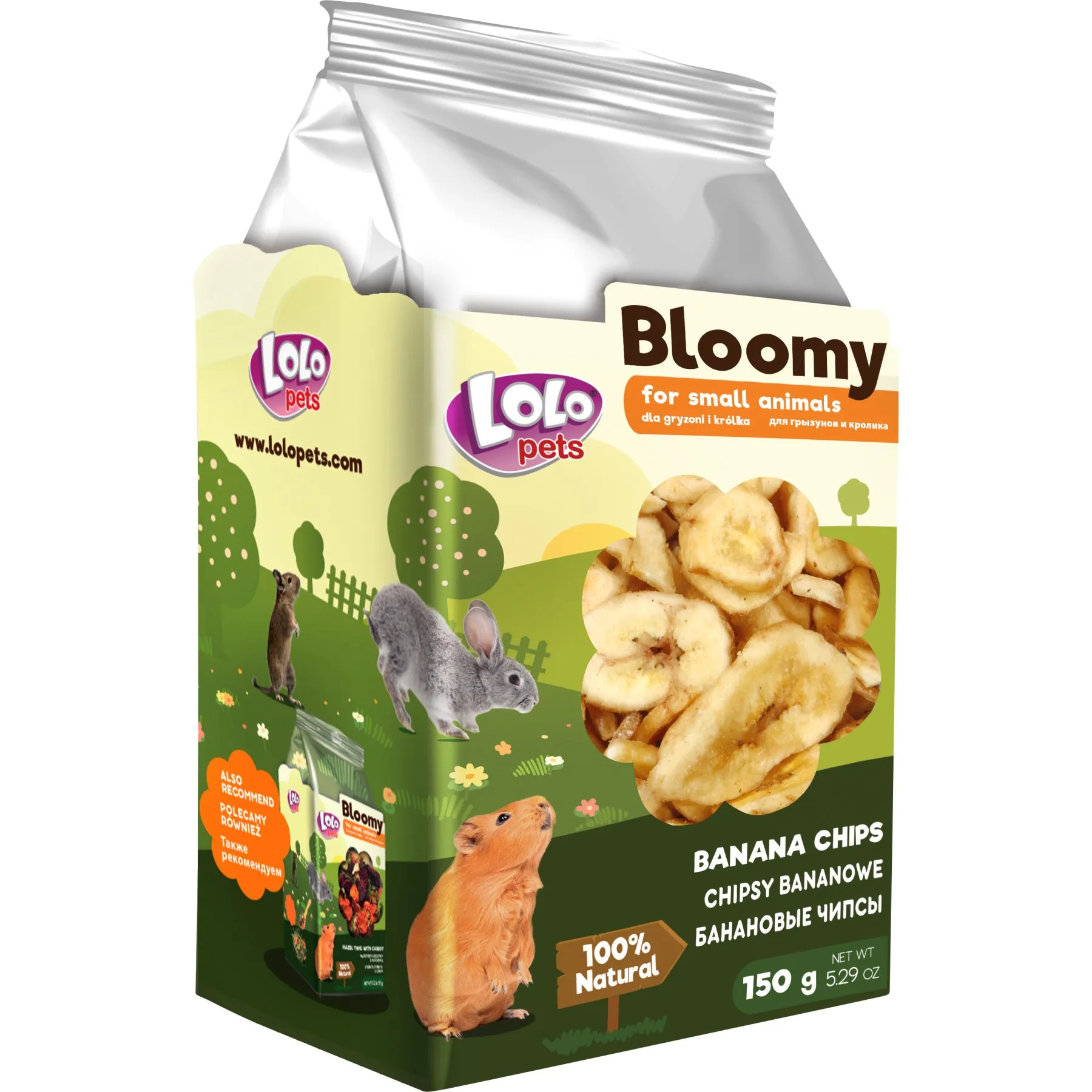 Lolo Pets Bloomy Bananchips 150g  -  Naturlig godbit til kaniner og gnavere