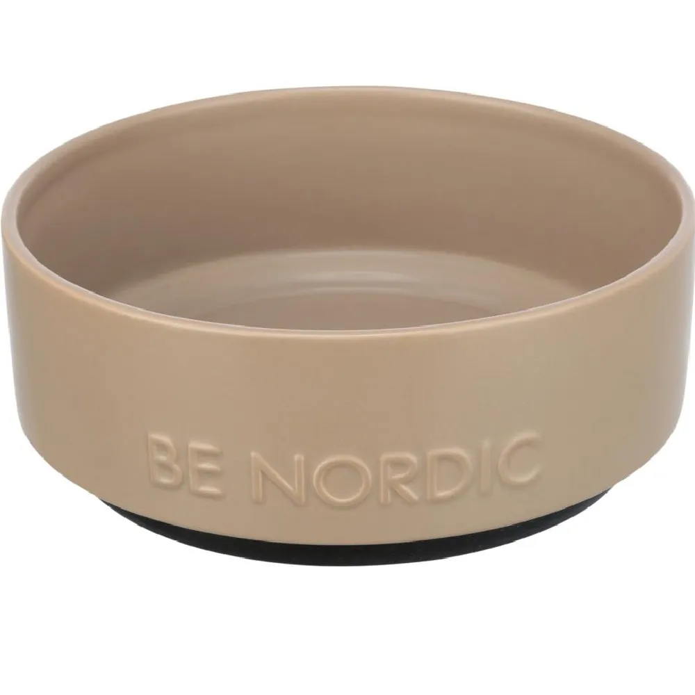 Trixie BE NORDIC keramikkskål med gummiring - 1,2 liter - Taupe
