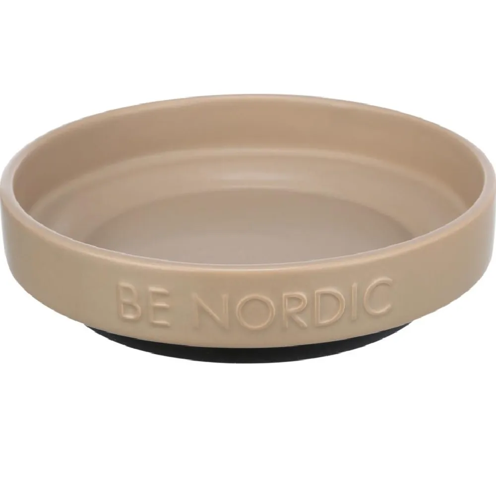 Trixie BE NORDIC keramikkskål med gummiring - 0,3 liter - Taupe