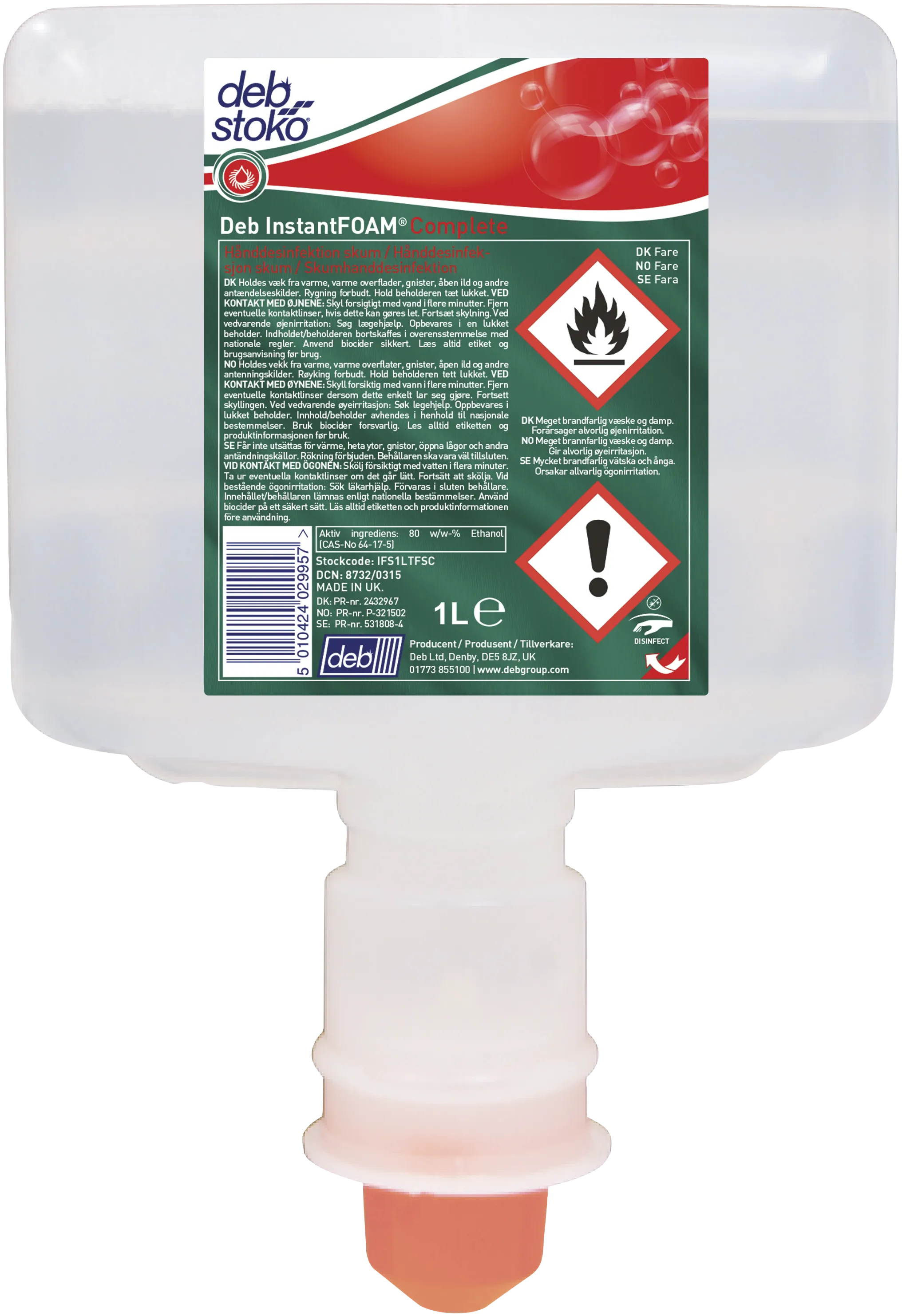 Deb hånddesinfeksjon InstantFOAM Complete, 3×1 liter