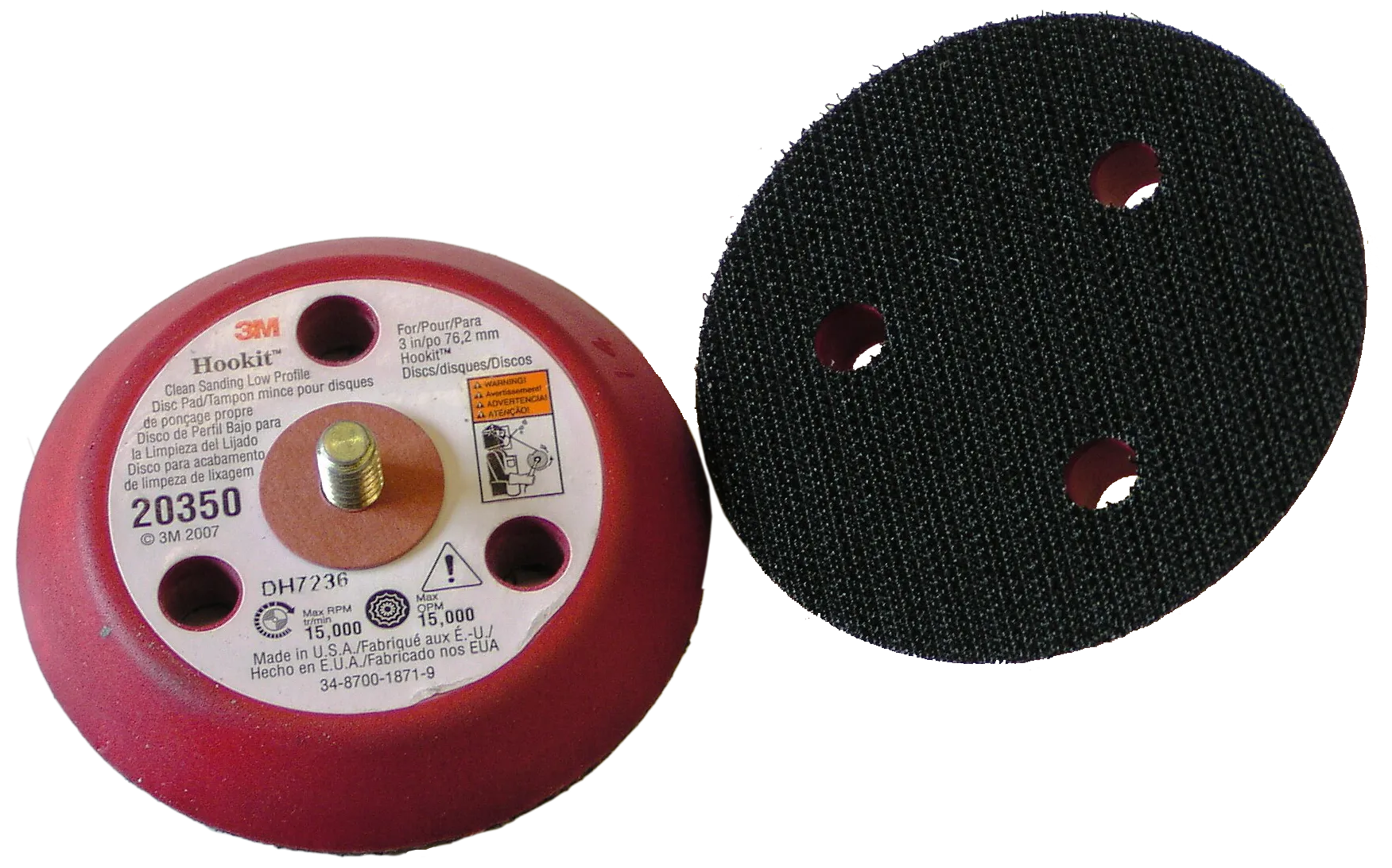 Hookit bagplade 3-hul lavprofil 75mm 1/4" gevind