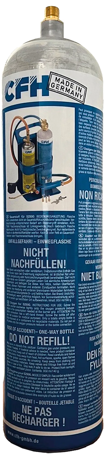 Oksygenflaske til CFH52500 mini-sveisesett, 1 ltr/130g