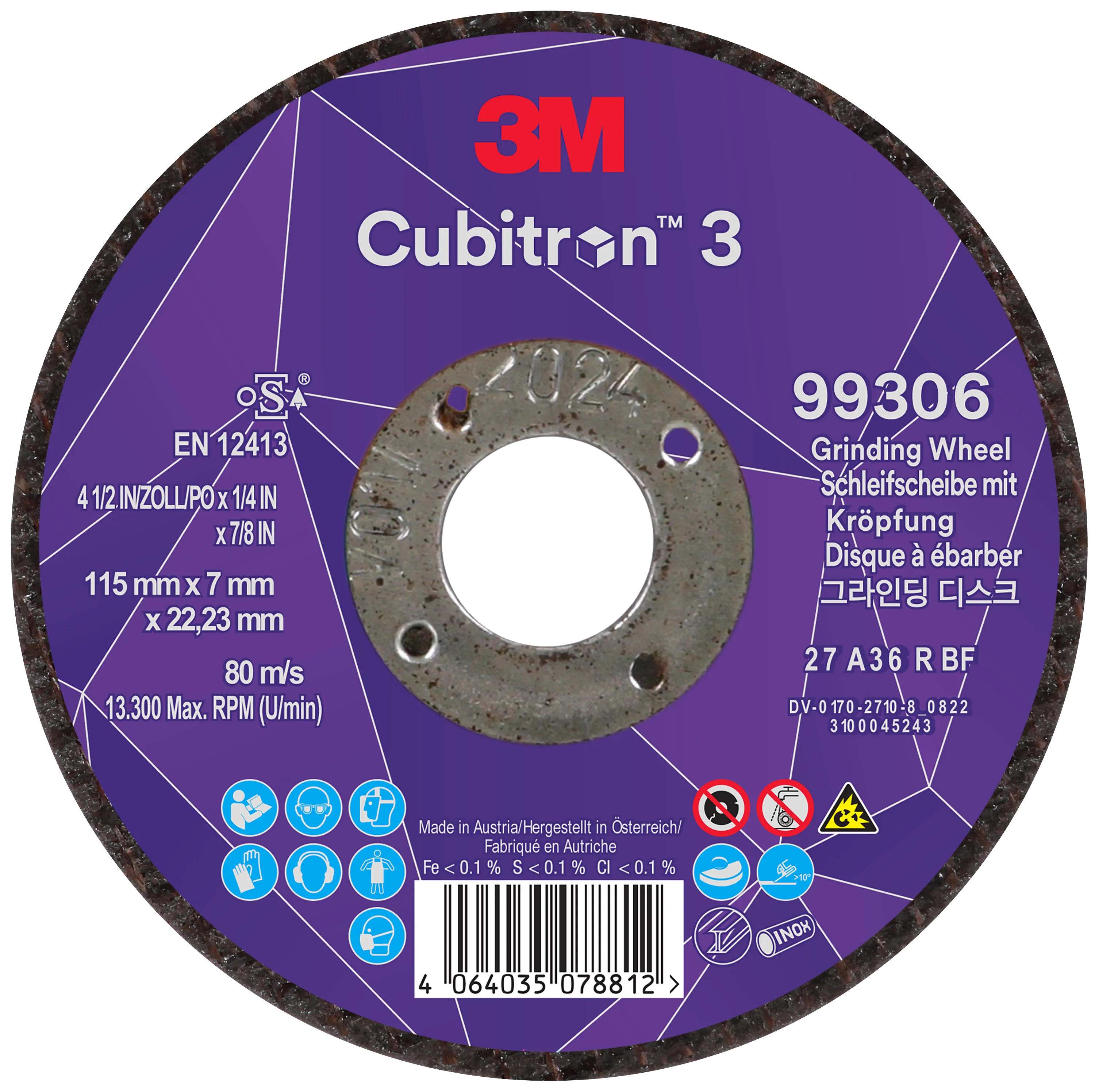 Cubitron 3 slipeskive T27 115×7mm