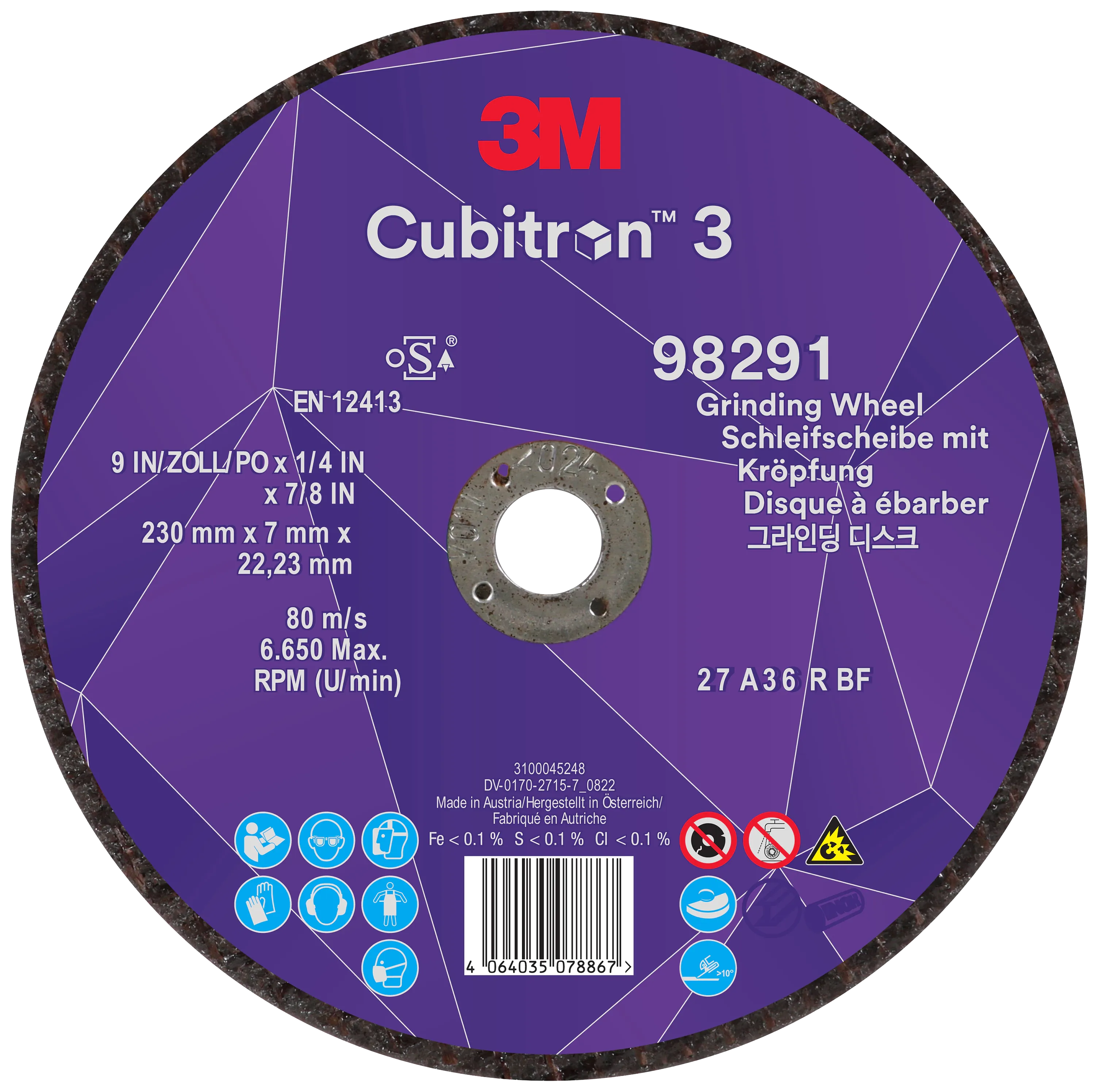 Cubitron 3 slipeskive T27 230×7mm
