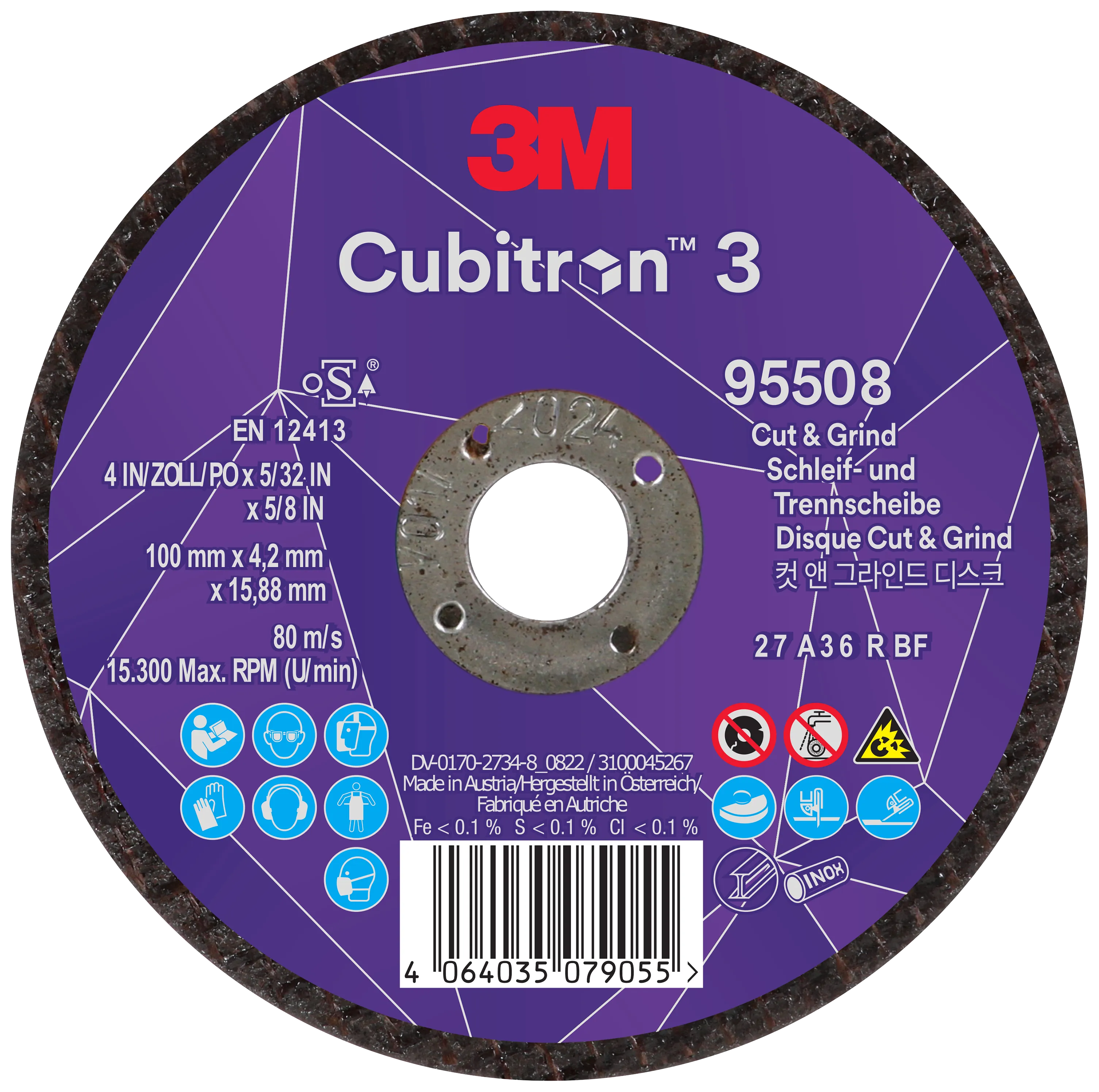 Cubitron 3 kutte-/skrubbskive T27 100×4,2mm