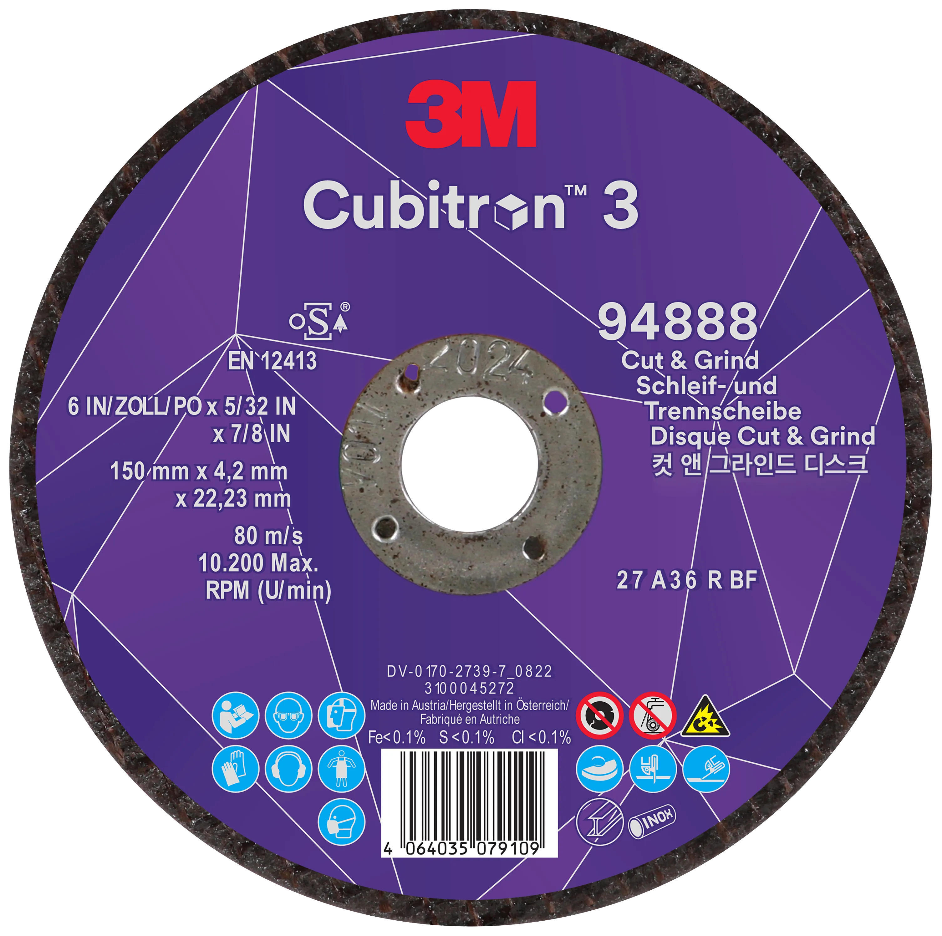 Cubitron 3 kutte-/slipeskive T27 150×4,2mm