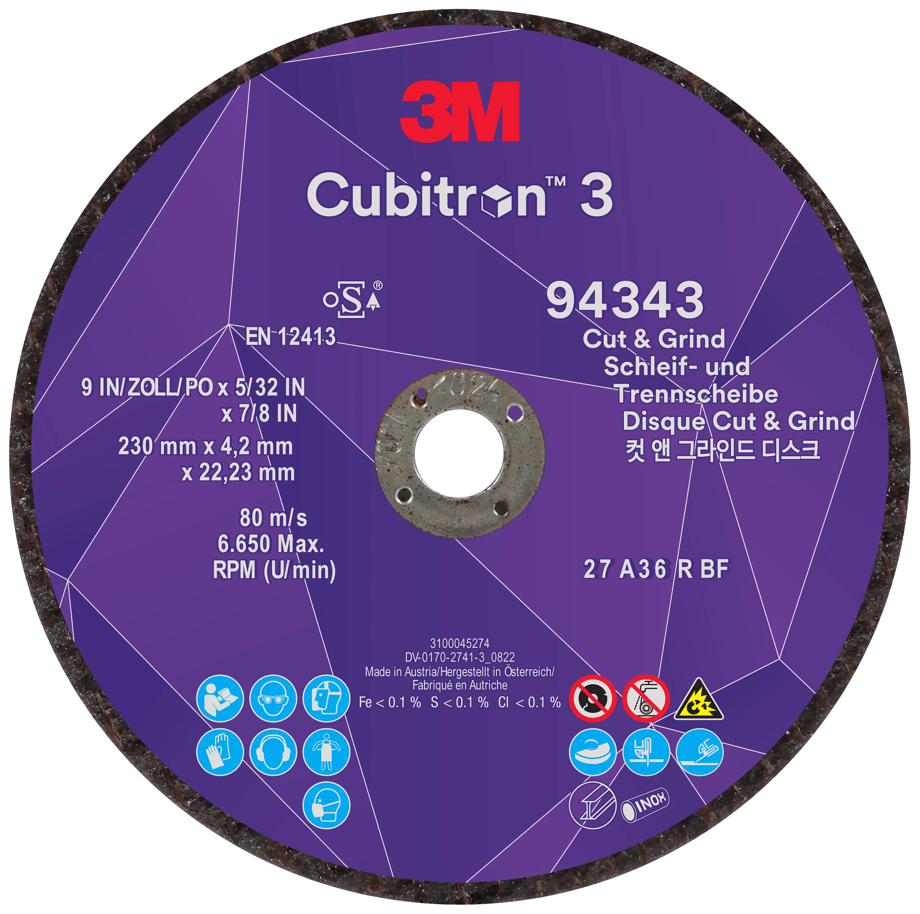 Cubitron 3 kutte-/skrubbskive T27 230×4,2mm