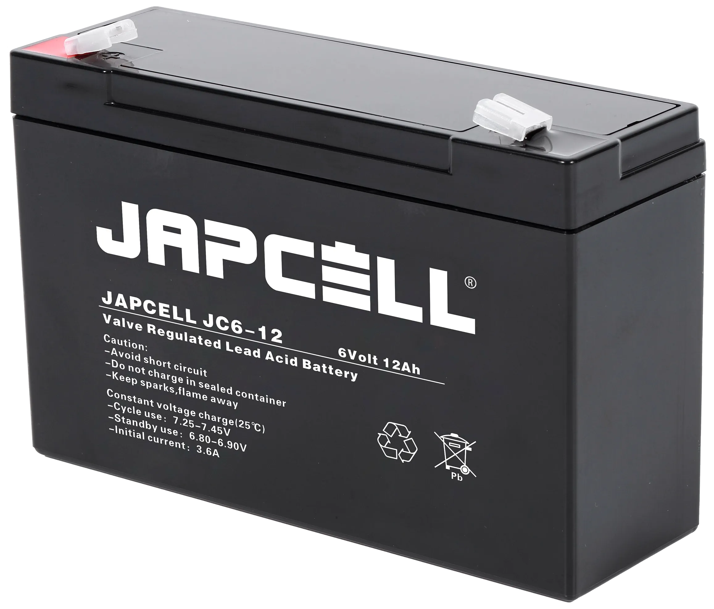 Japcell blybatteri JC6-12 AGM, 6V/12Ah