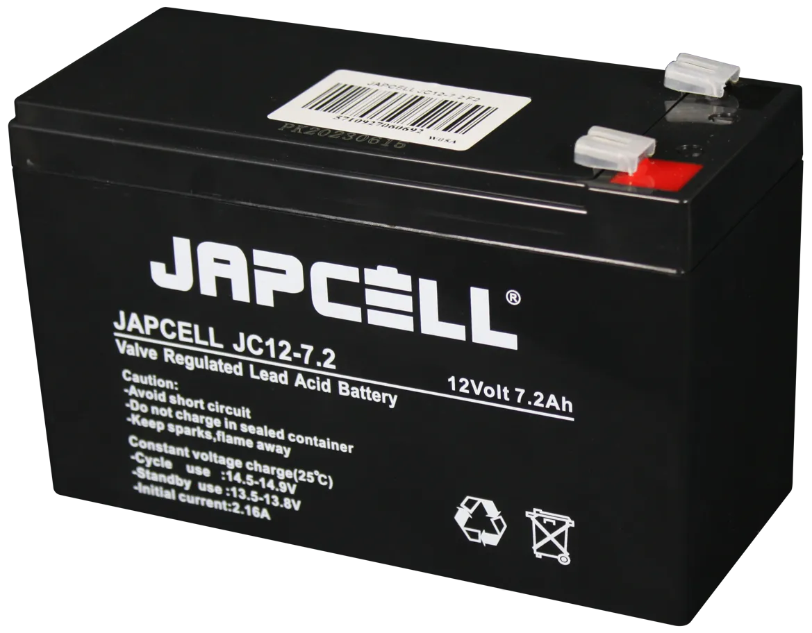 Japcell blybatteri JC12-7.2 F2 AGM, 12V/7,2Ah