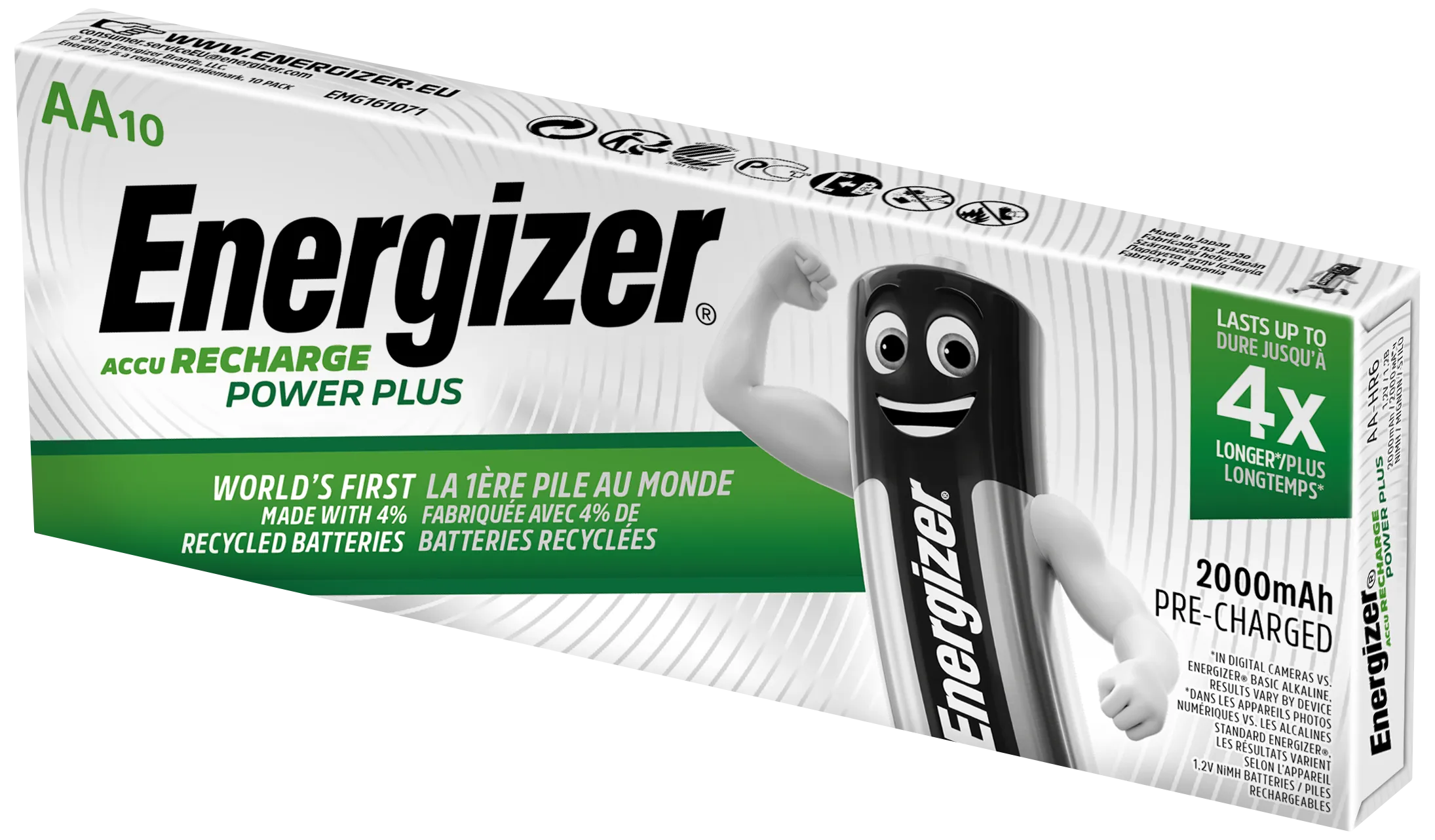 Energizer Power+ oppladbart batteri AA 2000mAh, 10stk