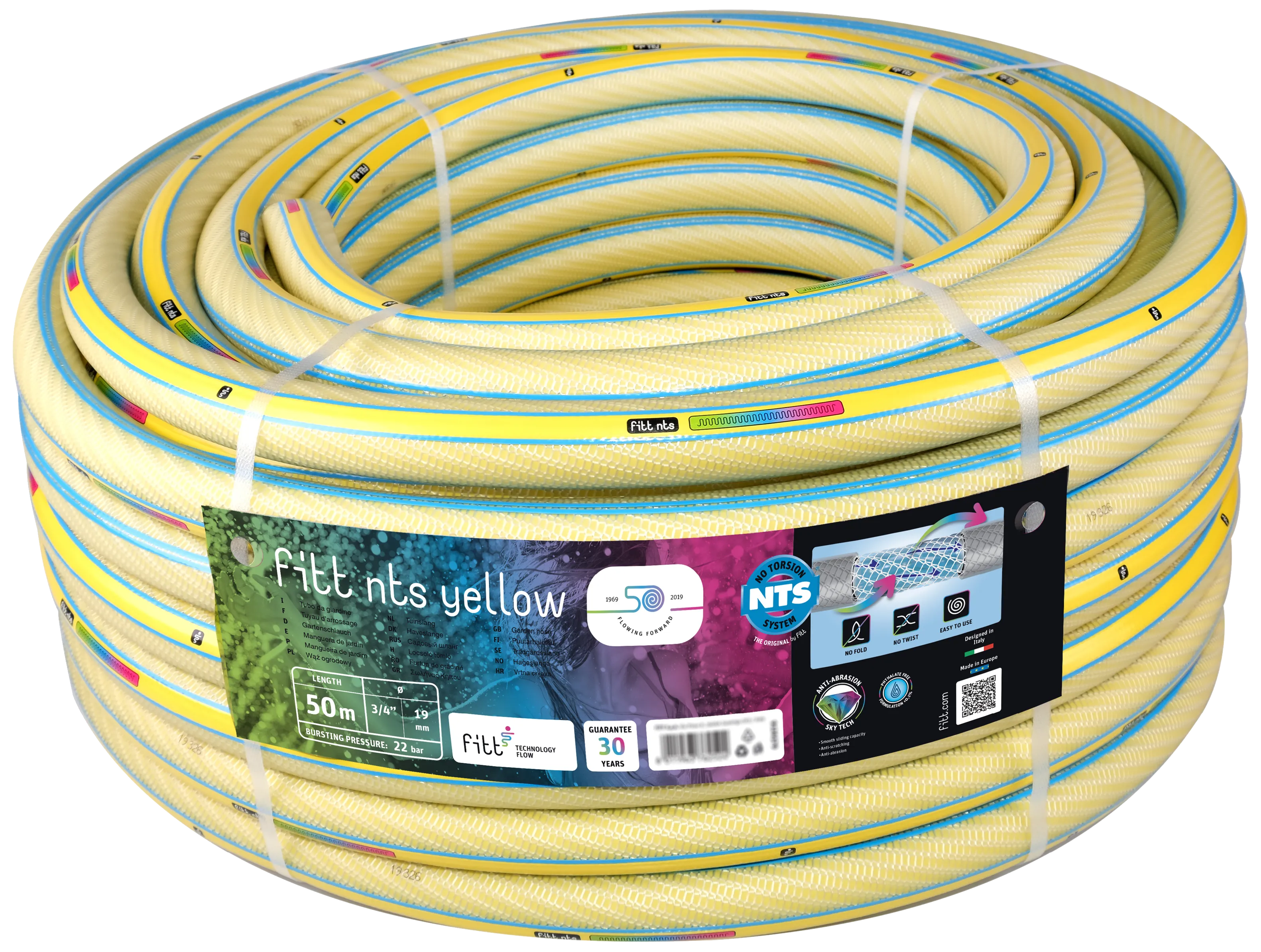 Fitt NTS Yellow vannslange 7bar 3/4"×50mtr
